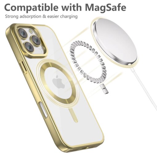 iPhone 16 PRO umbris MagFlex MagSafe plastikust taguse ja silikoonist servadega kuldne 2