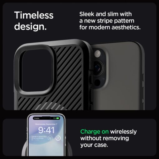 iPhone 16 PRO umbris Spigen Core Armor MagSafe plastikust taguse ja silikoonist raamiga must 6