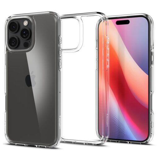 iPhone 16 PRO umbris Spigen Ultra Hybrid plastikust taguse ja silikoonist raamiga crystal clear