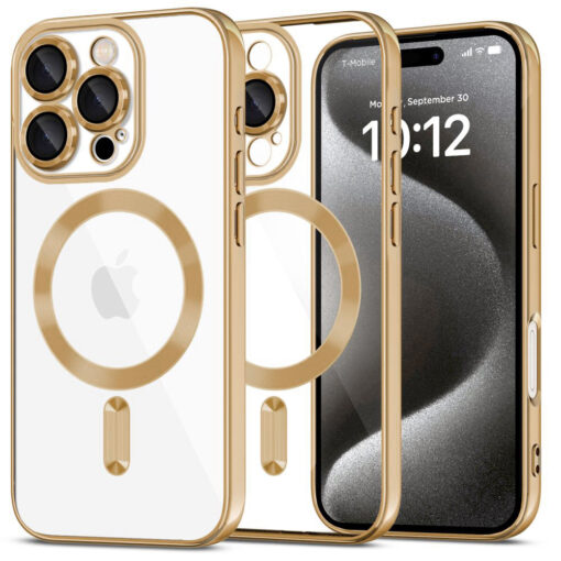 iPhone 16 PRO umbris silikoonist Luxury Crystal MagSafe Gold