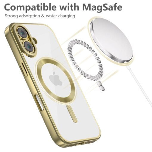 iPhone 16 umbris MagFlex MagSafe plastikust taguse ja silikoonist servadega kuldne 2