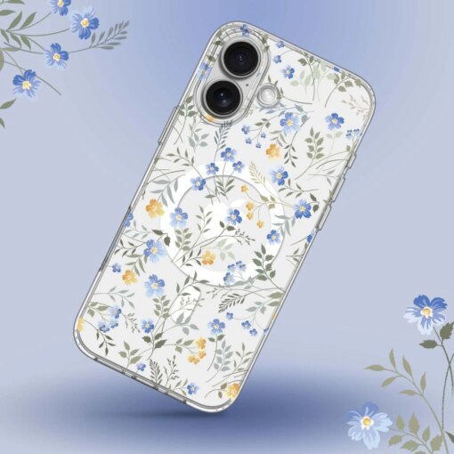 iPhone 16 umbris MagMood MagSafe plastikust taguse ja silikoonist raamiga spring flowers 1