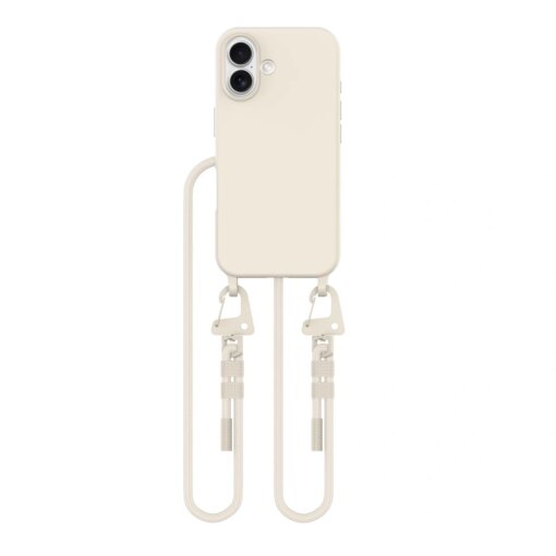 iPhone 16 umbris Magnecklace silikoonist MagSafe kaelapaelaga latte 1