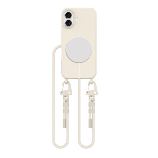 iPhone 16 umbris Magnecklace silikoonist MagSafe kaelapaelaga latte