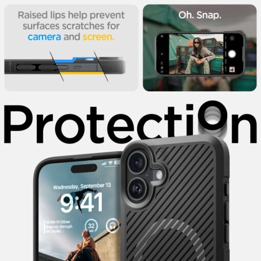 iPhone 16 umbris Spigen Core Armor MagSafe plastikust taguse ja silikoonist raamiga must 6