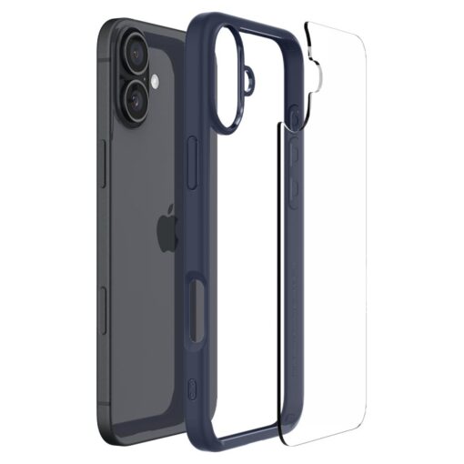 iPhone 16 umbris Spigen Ultra Hybrid plastikust taguse ja silikoonist raamiga navy blue 3