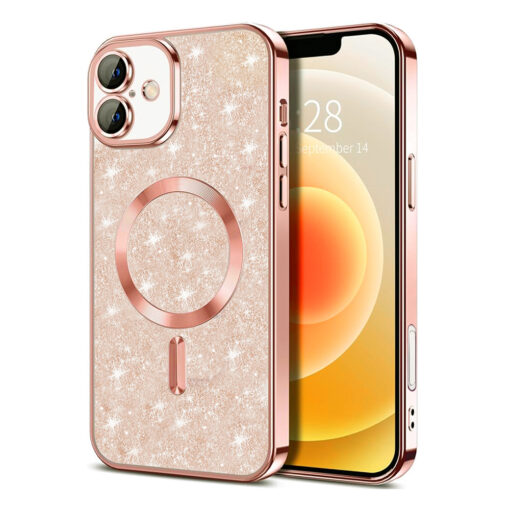 iPhone 16 umbris silikoonist Luxury Glitter MagSafe Rose Gold