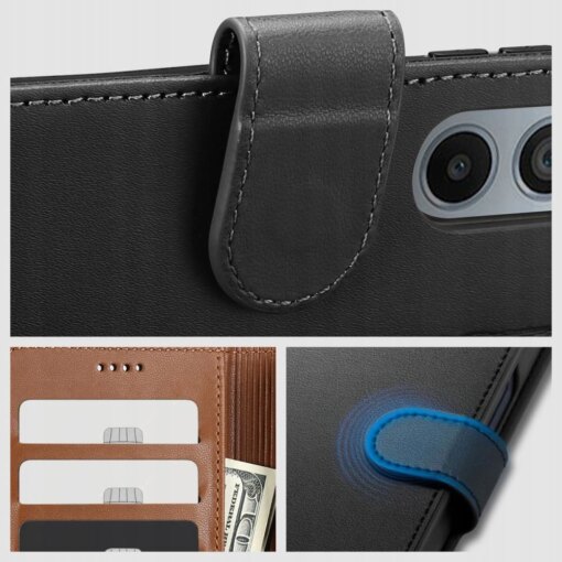 Samsung A16 kaaned kunstnahast kaarditaskutega wallet must 3