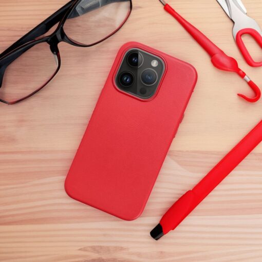 iPhone 16 kunstnahast MagSafe umbris red 4