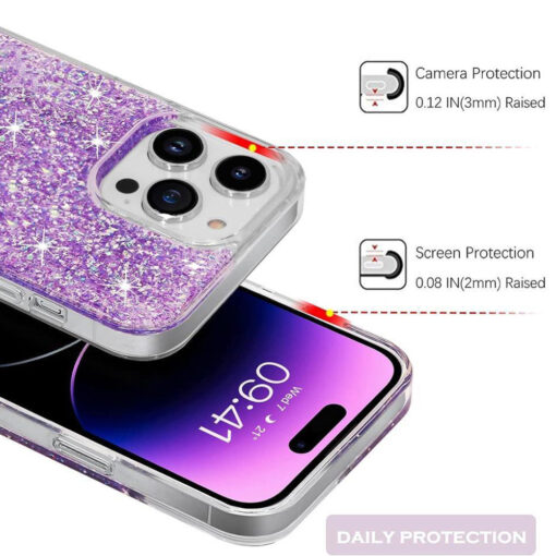 Samsung A14 umbris silikoonist Sparkly Glitter lilla 1