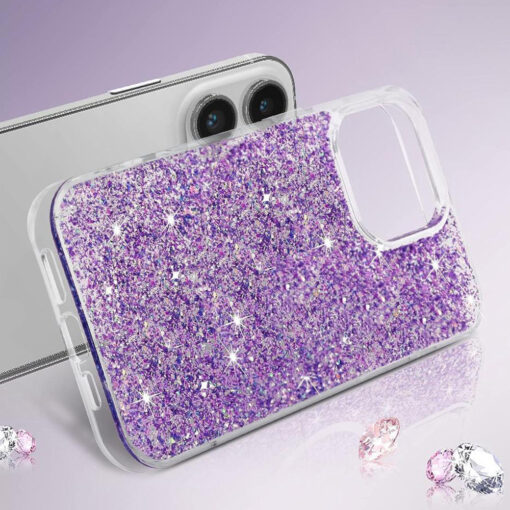 Samsung A14 umbris silikoonist Sparkly Glitter lilla 3