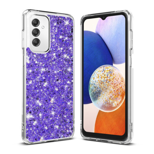 Samsung A14 umbris silikoonist Sparkly Glitter lilla