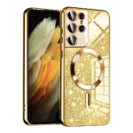 Samsung-S21-ULTRA-umbris-silikoonist-MagSafe-Luxury-Glitter-kuldne