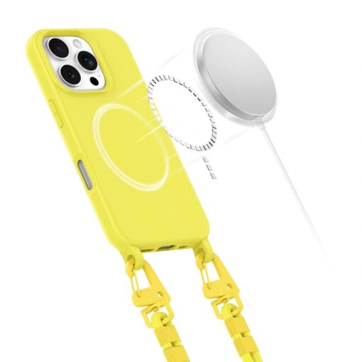 iPhone 16 PRO MAX umbris Magnecklace silikoonist MagSafe kaelapaelaga canary yellow 2