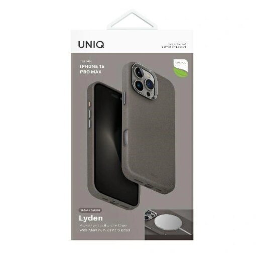 iPhone 16 PRO MAX umbris UNIQ Lyden MagSafe kunstnahast flint grey 5