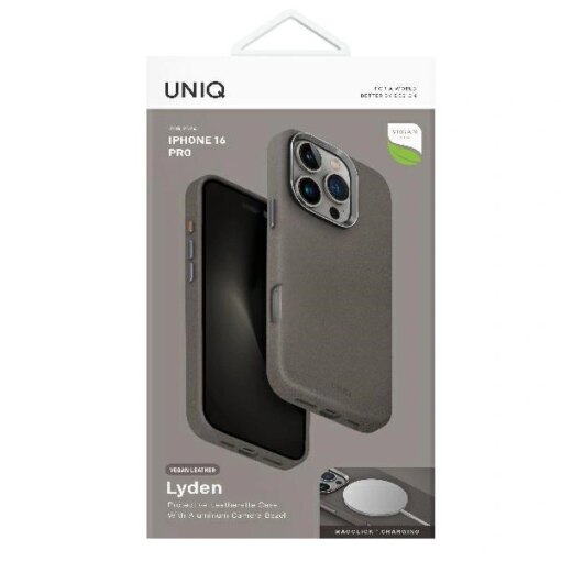 iPhone 16 PRO umbris UNIQ Lyden MagSafe kunstnahast flint grey 5