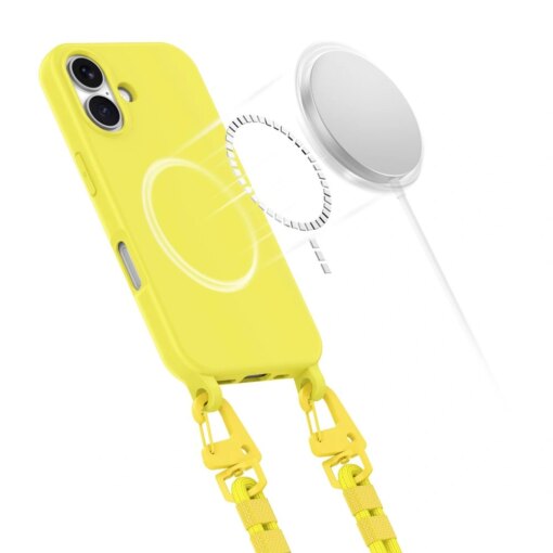 iPhone 16 umbris Magnecklace silikoonist MagSafe kaelapaelaga canary yellow 2