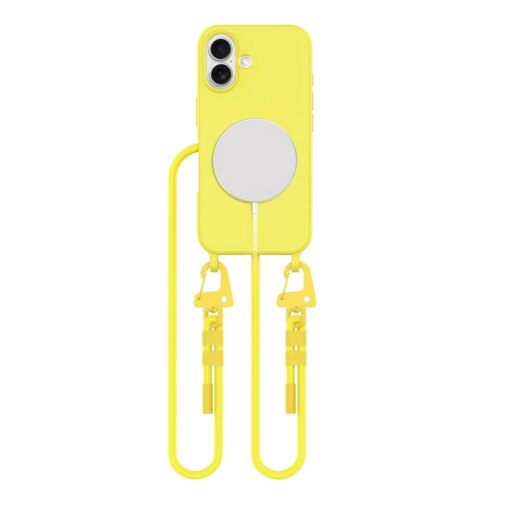 iPhone 16 umbris Magnecklace silikoonist MagSafe kaelapaelaga canary yellow