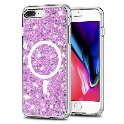 iPhone 7 PLUS 8 PLUS umbris silikoonist MagSafe Sparkly Glitter roosa