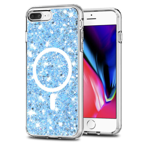 iPhone 7 PLUS 8 PLUS umbris silikoonist MagSafe Sparkly Glitter sinine