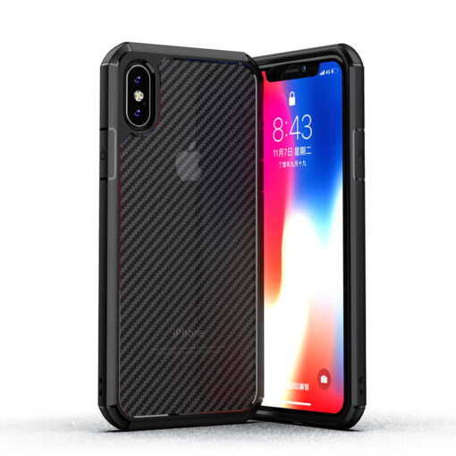 iPhone XR umbris silikoonist raami ja plastikust tagusega CarbonFuse must 2