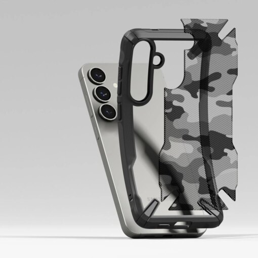 Samsung Galaxy S25 Plus umbris Ringke Fusion X plastikust taguse ja silikoonist servadega camo 4