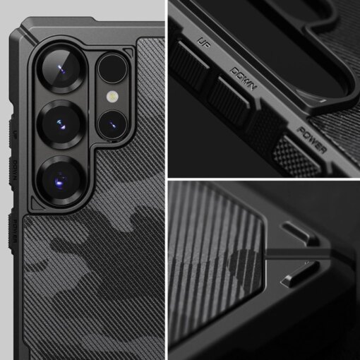 Samsung Galaxy S25 Ultra umbris Ringke Rugged Gear plastikust taguse ja silikoonist servadega camo must 6