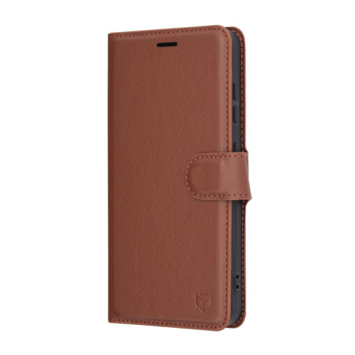 Samsung S25 kunstnahast kaaned Leather Folio pruun 3