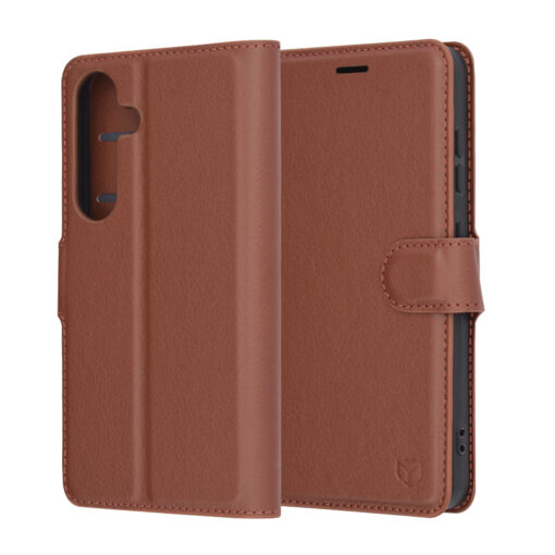 Samsung S25 kunstnahast kaaned Leather Folio pruun