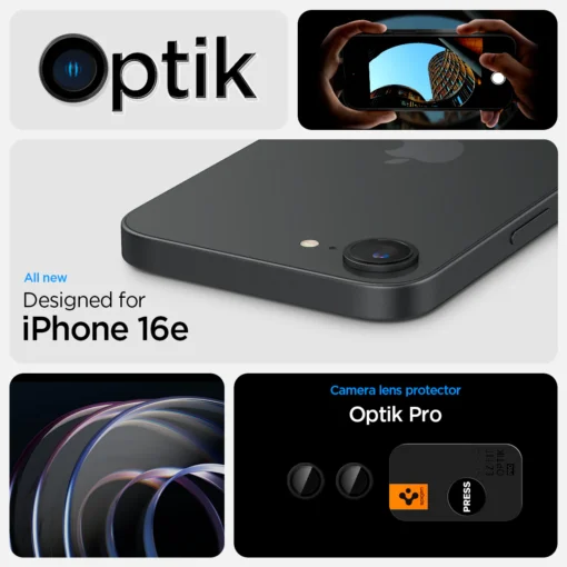 iPhone 16e kaamera kaitseklaas Spigen Glas.tR Ez Fit Optik Pro 2tk 7