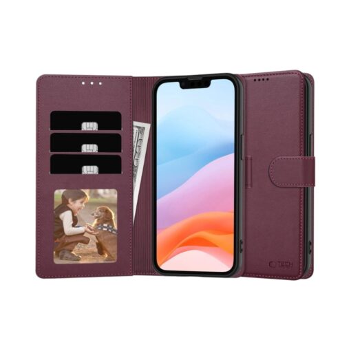 iPhone 16e kaaned kunstnahast kaarditaskutega wallet mulberry 4