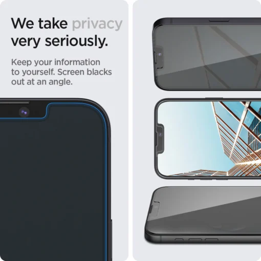 iPhone 16e kaitseklaas privaatsufiltriga Spigen GLAS.tR EZ Fit privacy 2tk 4