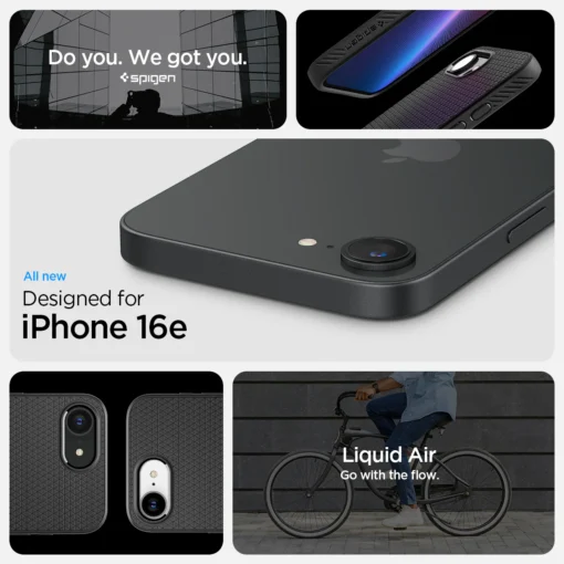 iPhone 16e umbris Spigen Liquid Air silikoonist matte black 6