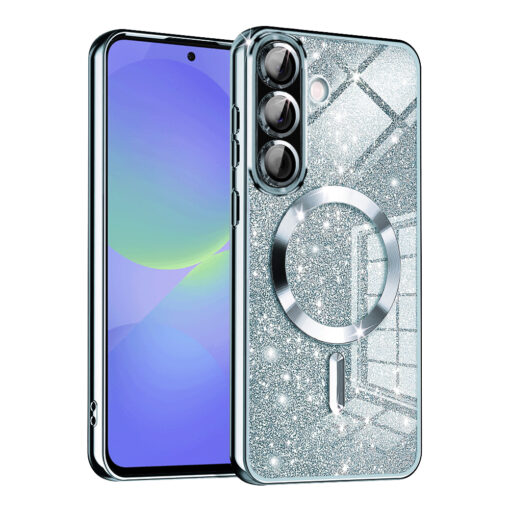 Samsung A36 A56 umbris silikoonist MagSafe Luxury Glitter helesinine