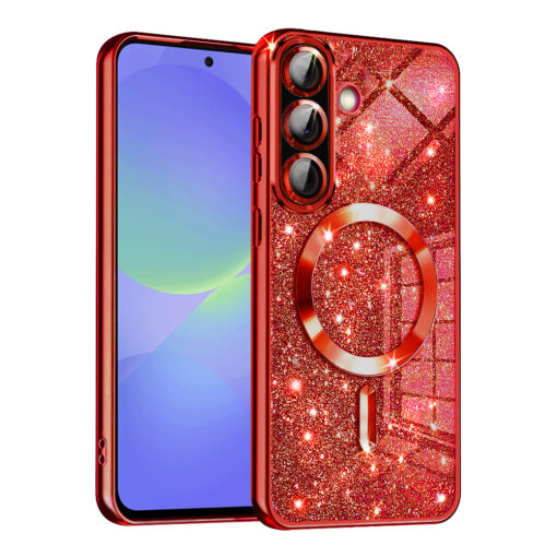 Samsung A36 A56 umbris silikoonist MagSafe Luxury Glitter punane