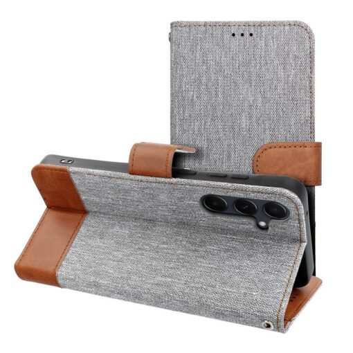 Samsung A56 kaaned JEANS teksiilist ja kunstnahast hall