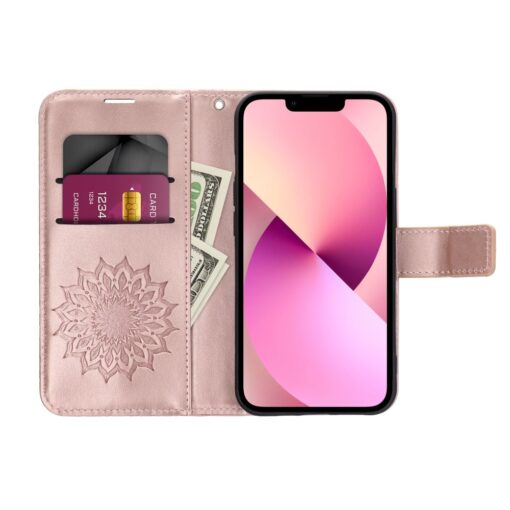 Samsung A56 kaaned kunstnahast MEZZO mandala roosakuldne 3