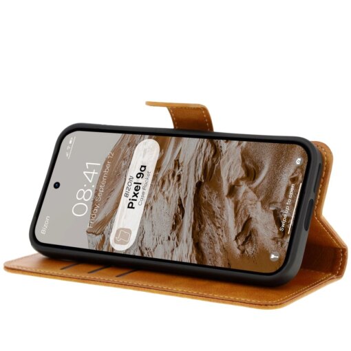 Google Pixel 9a Bizon Pocket kunstnahast kaaned pruun 4