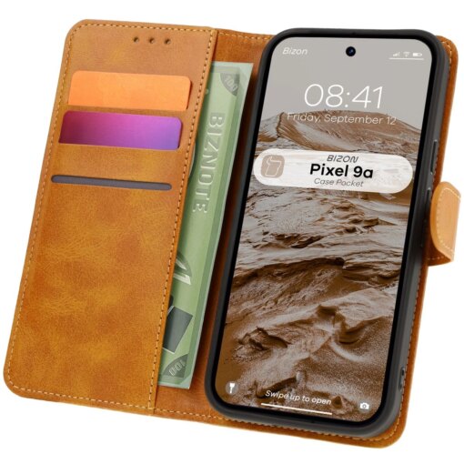 Google Pixel 9a Bizon Pocket kunstnahast kaaned pruun