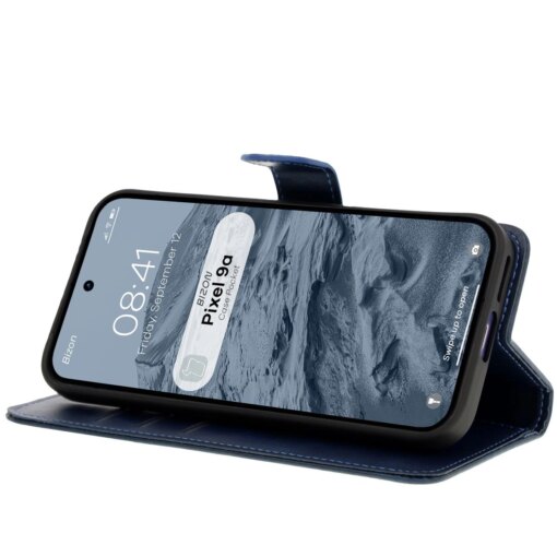 Google Pixel 9a Bizon Pocket kunstnahast kaaned tumesinine 4