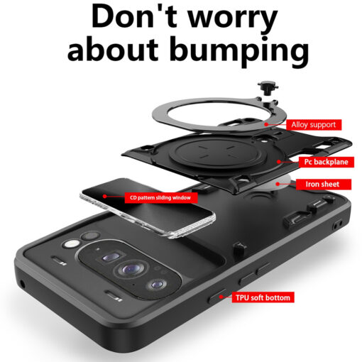 Google Pixel 9a umbris plastikust ja silikoonist CamGuard Pro must 1