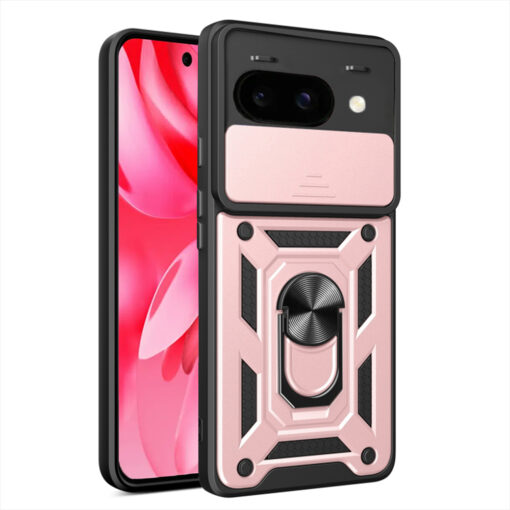 Google Pixel 9a umbris silikoonist ja plastikust CamShield Series roosakuldne