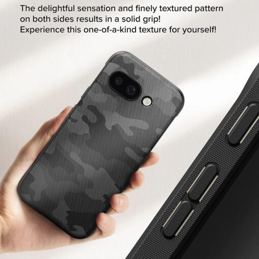 Google Pixel 9a umbris silikoonist ja plastikust Ringke Onyx Design kamo must 2