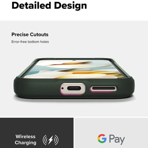 Google Pixel 9a umbris silikoonist ja plastikust Ringke Onyx tume roheline 3