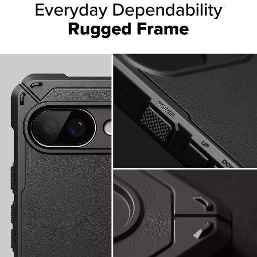 Google Pixel 9a umbris silikoonist ja plastikust Ringke Rugged Gear MagSafe must 4