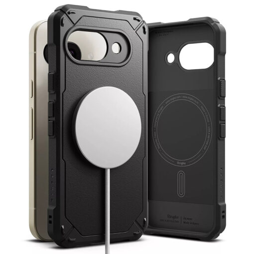 Google Pixel 9a umbris silikoonist ja plastikust Ringke Rugged Gear MagSafe must