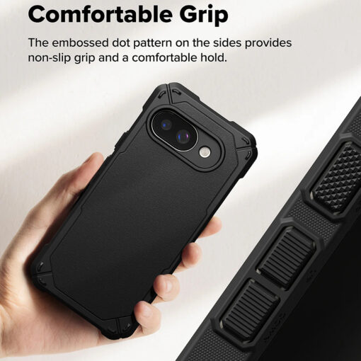 Google Pixel 9a umbris silikoonist ja plastikust Ringke Rugged Gear must 3