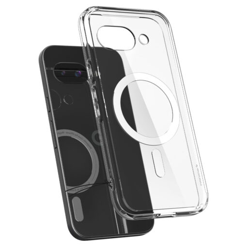 Google Pixel 9a umbris silikoonist ja plastikust Spigen Ultra Hybrid MagSafe labipaistev valge 3