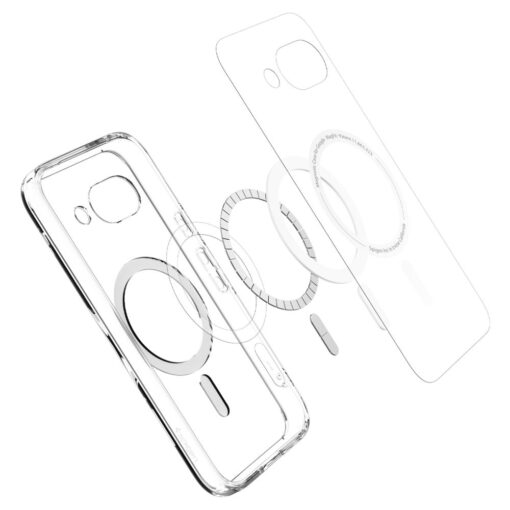 Google Pixel 9a umbris silikoonist ja plastikust Spigen Ultra Hybrid MagSafe labipaistev valge 5