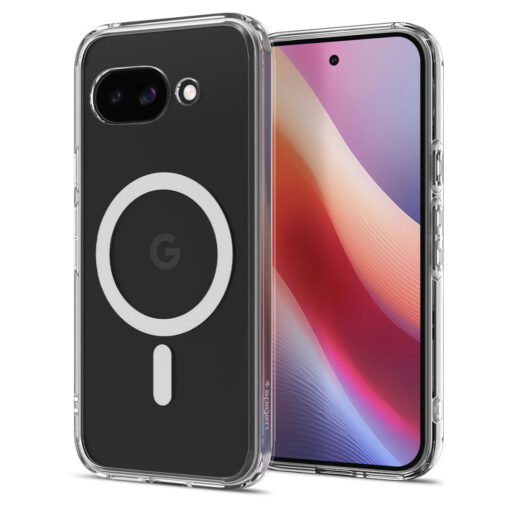 Google Pixel 9a umbris silikoonist ja plastikust Spigen Ultra Hybrid MagSafe labipaistev valge